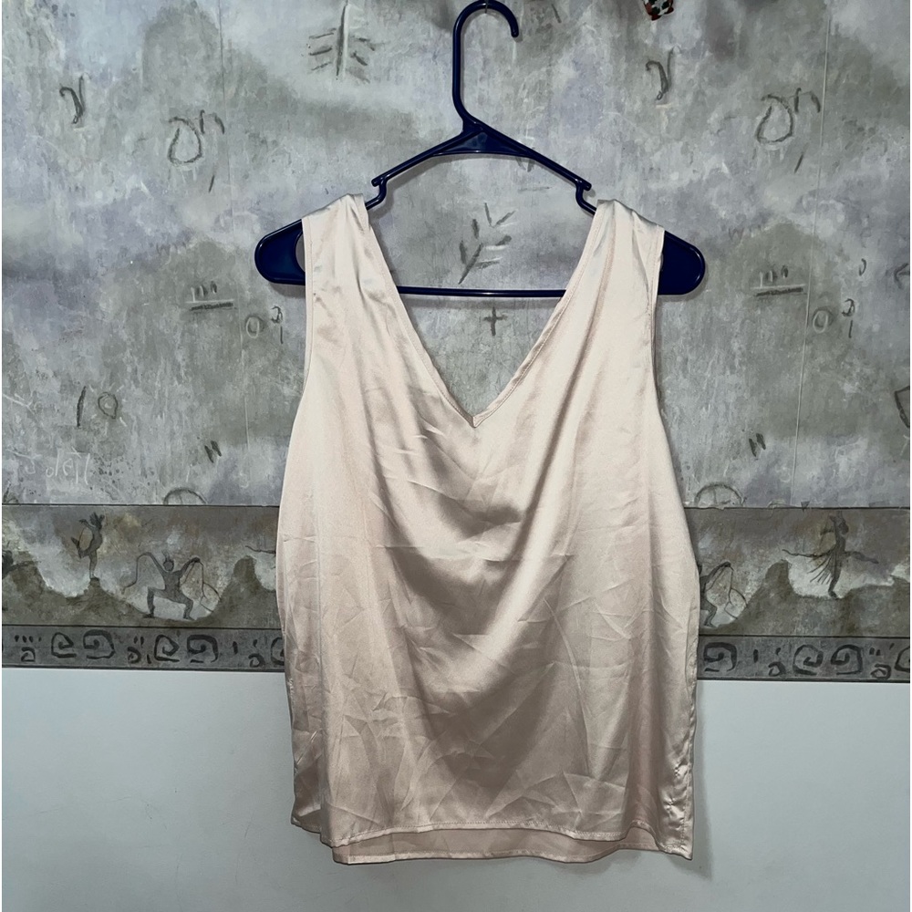 Women’s Shein privè solid V neck tank top. Apricot gold color. Brand new.